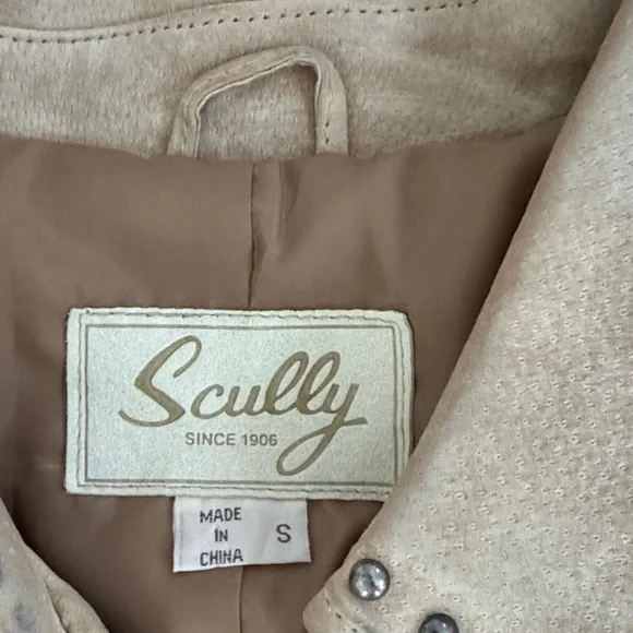 Scully Beige Fringe Leather Jacket with Turquoise Stud Accents - Picture 2 of 9